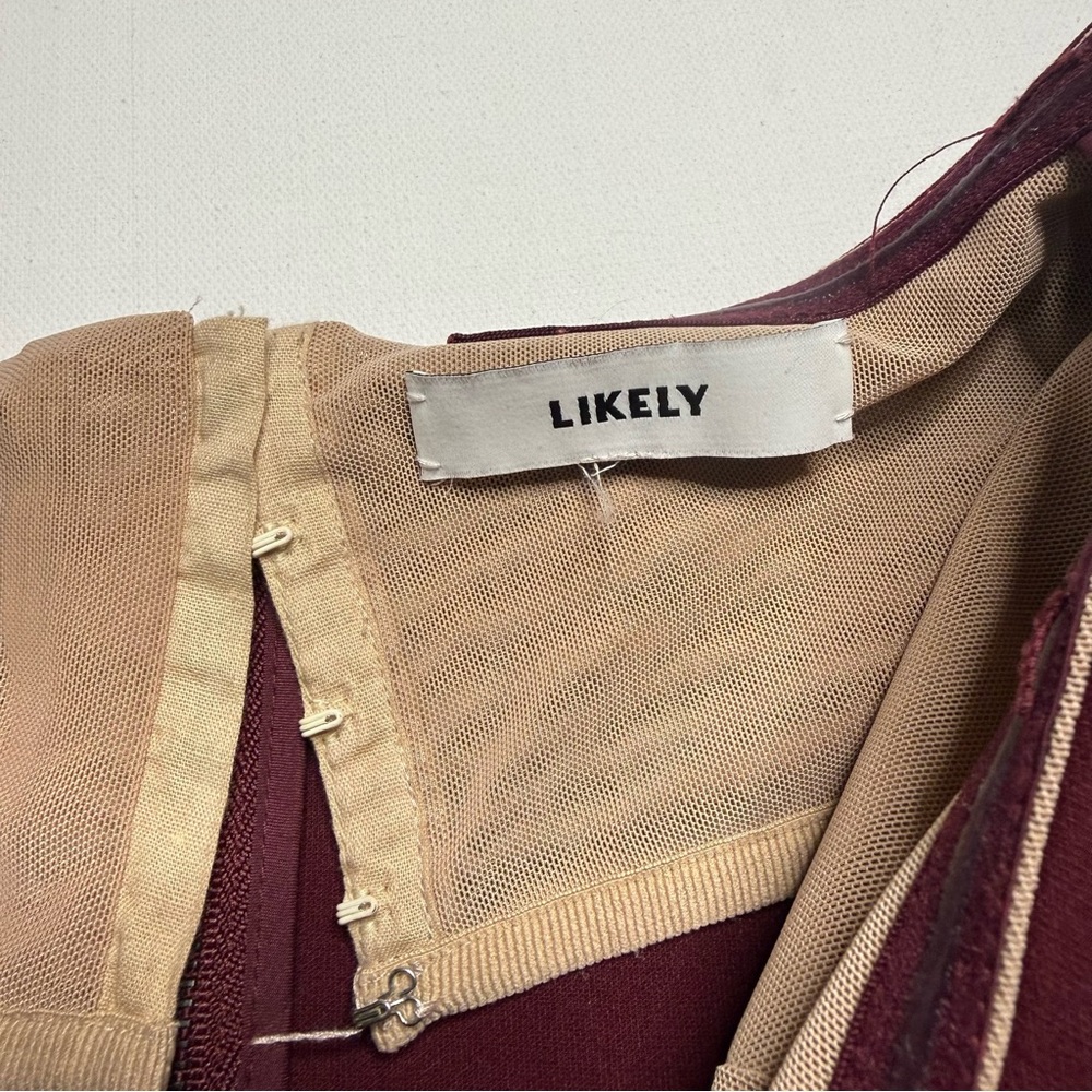 LIKELY Revolve Tearose Strapless Flared Tube Top Burgundy Maroon - Picture 4 of 5